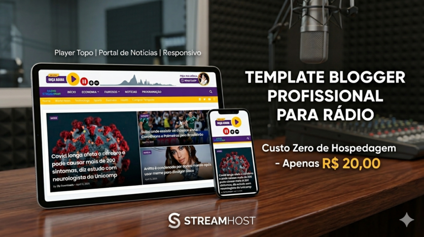 Template Blogger para rádio Profissional da StreamHost / Acidez Mental